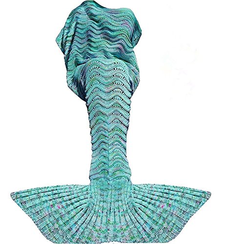 Fu Store Mermaid Tail Blanket Crochet Blanket for Women Girls All Seasons Sofa Sleeping Blanket Birthday Wedding Mother's Valentine's Day 71‘’x35‘’ Mint Green