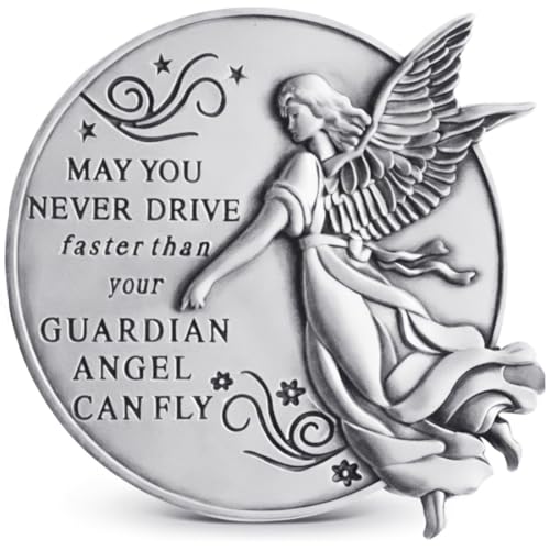 Guardian Angel Visor Clips for Cars，Reads May You Never Drive Faster Than Your Guardian Angel CAN Fly, New Driver Gifts, Car Accessories