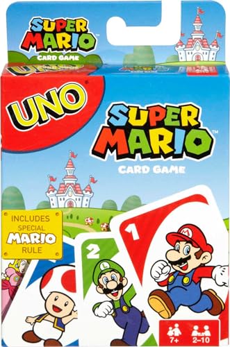 Mattel Games UNO Super Mario Card Game for Kids, Adults, Families & Game Nights, Themed Deck & Special Rule for 2 to 10 Players