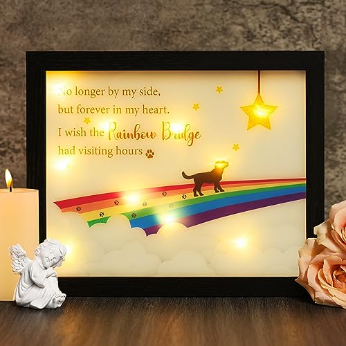 Dog Memorial Gifts for Loss of Dog - Rainbow Bridge Pet Memorial Gifts LED Shadow Box, Loss of Dog Sympathy Gift in Memory of Dog Death Condolence Rememberance Grief Funeral Bereavement Gifts Ideas