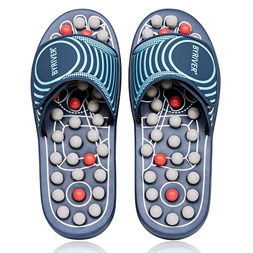 BYRIVER Acupressure Foot Massage Slippers Shoes Sandals, Reflexology Massager Tools, Relieve Back Tension Pressure Arthritis Pain, Present Gifts for Dad Mom(05L)