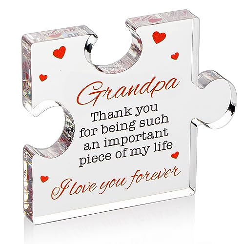 Gifts for Grandpa - Engraved Acrylic Block Puzzle Gift 3.35 x 2.76 inch - Novelty Birthday, Christmas, Valentine's Gifts