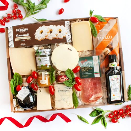 igourmet Italian Premier Gift Box - Assortment of Italian Cheeses, Honey, Soppressata, Speck, Taralli, Canestrelli Cookies, Olive Oil, Vinegar - Gourmet Selection