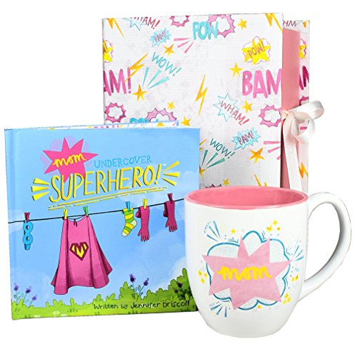 Mom Gift Set -'Undercover Superhero' Book and Coffee Mug in Keepsake Box. Perfect Gift for Mothers from Son, Daughter or Kids for Birthdays, Christmas, Mother's Day
