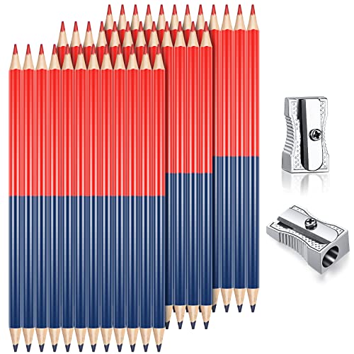 Containlol 36 Pieces Checking Pencils Red and Blue Erasable Pencils Double Colored Pencils Pre Sharpened Pencils 2 HB with Sharpeners for Checking Map Marking Coloring Tests Grading