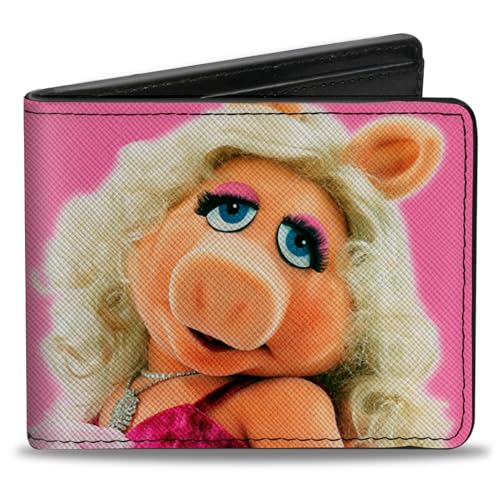 Buckle-Down Disney Wallet, Bifold, The Muppets Miss Piggy Portrait and Autograph Pink, Vegan Leather