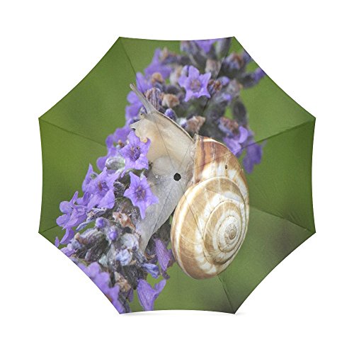 Friends Novelty Birthday Gifts Presents Beautiful Lavender Flowers With Cute Snail Quatrefoil Pattern 100% Fabric And Aluminium Foldable Umbrella