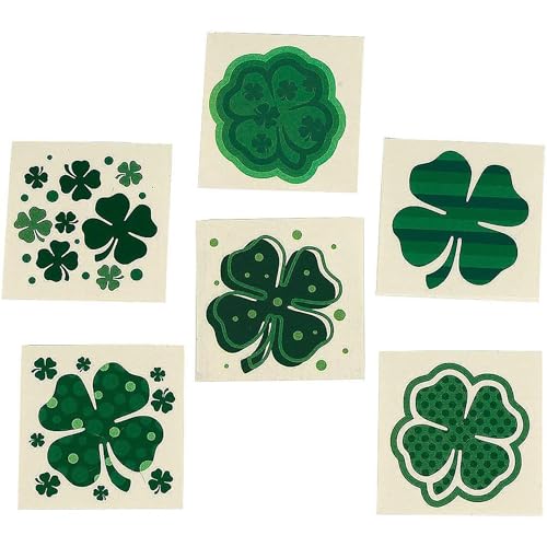 Fun Express - Shamrock Patterned Tattoos for St. Patrick's Day - Apparel Accessories - Temporary Tattoos - Regular Tattoos - St. Patrick's Day - 72 Pieces