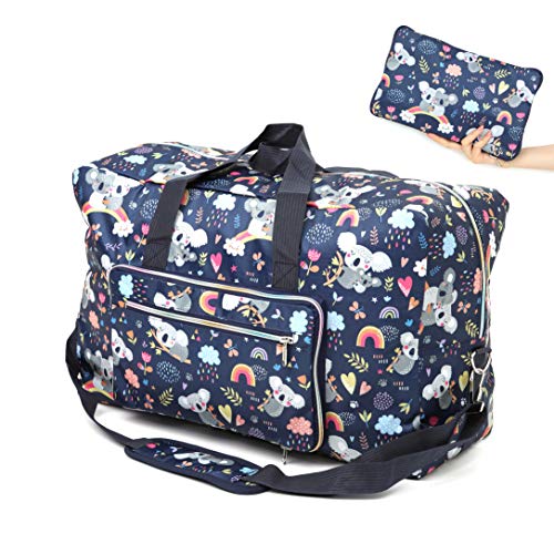 22' Foldable Large Travel Duffel Duffle Bag Sports Gym Tote Bag For Women Overnight Carryon Weekend Bag Shoulder Bag Water Rresistant (koala)