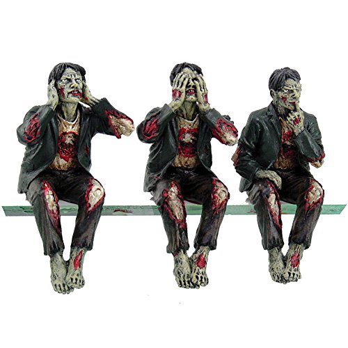 Walking Dead Zombie Undead See Hear Speak No Evil Set of Shelf Sitters Computer Top Statue Figurines