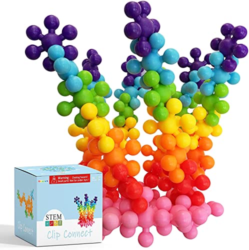 Clip Connect 100 Pieces | Diameter 1.5', Interlocking Solid Plastic Building Blocks Set Early STEM Educational Toy for Preschool Kids Boys and Girls, Promotes Fine Motor Skills & Sensory Development