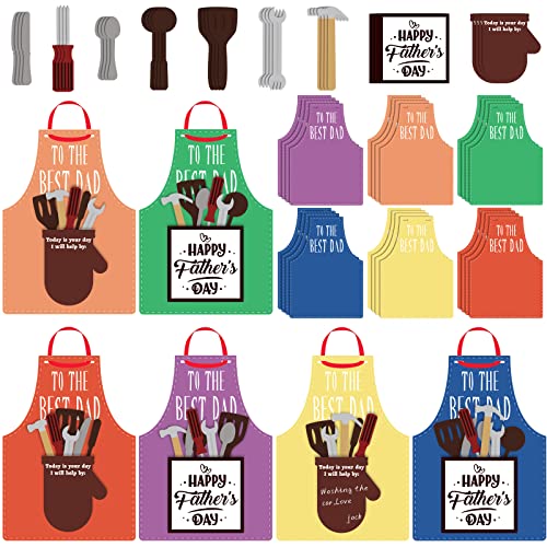 Colarr 24 Sets Father's Day Craft Kit for Kids Father's Day Apron Craft Kit DIY Father's Day Apron Crafts DIY Craft Gifts from Kid to Father for Father's Day Family Classroom Activities Art Project
