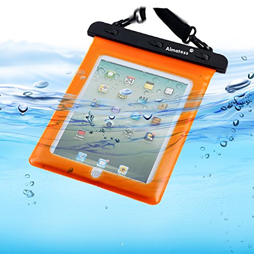Almatess Universal Waterproof Tablet Case with Lanyard Protective Multi Function Marine for iPad Mini / iPad Mni Retina / iPad / iPad Air / Kindle / Kindle Paperwhite / Kindle Fire (Orange)