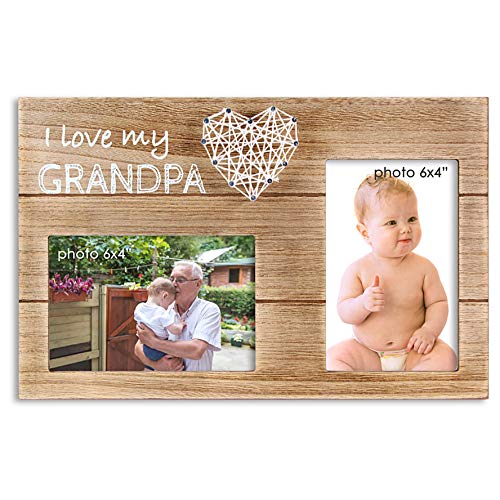 VILIGHT I Love My Grandpa Gifts from Grandchildren - Picture Frame for Pregnancy Announcement to Grandfather - Holds 2 4x6 Photos