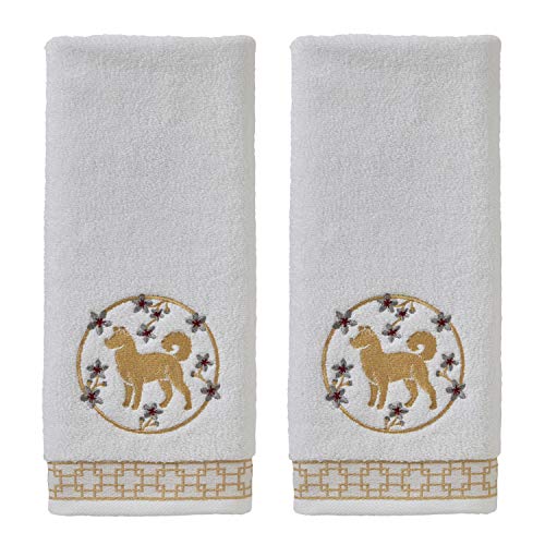 SKL Home Vern Yip Zodiac Dog Hand Towel Set, White Small