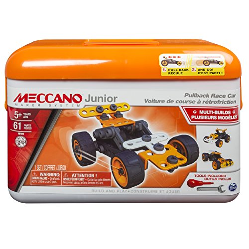 Meccano-Erector Junior Toolbox, Pullback Race Car, 5 Model Building Kit