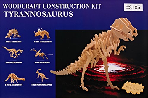 Puzzled 3D Puzzle Big Tyrannosaurus Wood Craft Construction Model Kit Educational DIY Wooden Dinosaur Toy Assemble Model Unfinished Crafting Hobby Puzzle to Build & Paint for Decoration 29pcs Pack