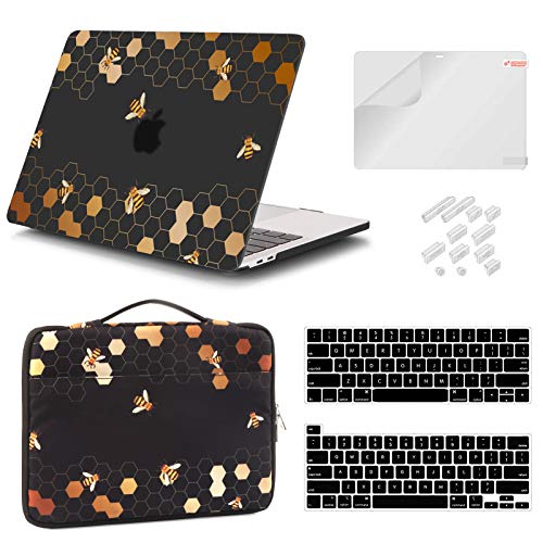 iCasso Compatible with MacBook Pro 13 Inch Case 2022 2021-2016 A2338 M2/M1/A2251/A2289/A2159/A1989/A1706/A1708, Hard Shell Case, Sleeve Bag, Screen Protector, Keyboard Cover & Dust Plug -Honeycomb