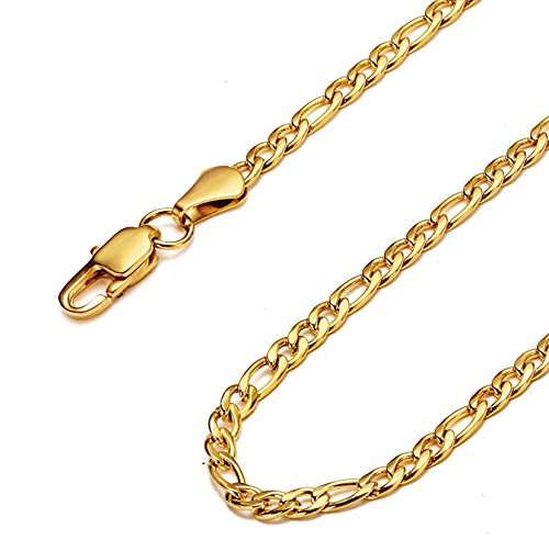 Besteel Jewelry 3mm Stainless Steel Figaro Chain Necklace for Men and Women 22 Inch