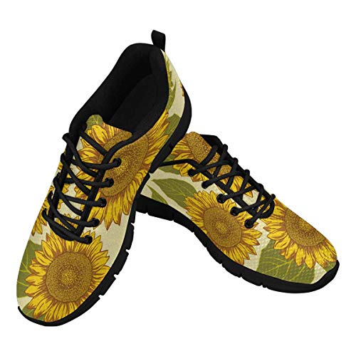 InterestPrint Sunflower Background Women's Walking Shoes Lightweight Casual Running Sneakers