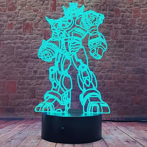 Fanrui Cool 3D Heroic Bumblebee - Classic Optimus Prime Robot - Timeless Large-Scale Figure - 16 Colors Change Remote Control Night Light - Boys Child Kids Bedroom Decor - Man Friends Xmas Gifts