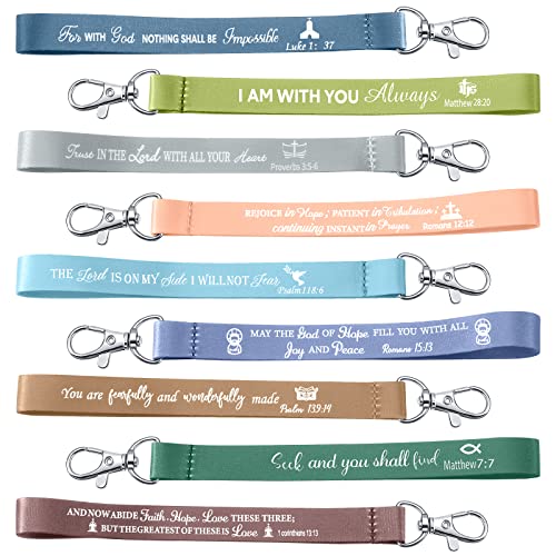 45 Pieces Christian Keychains Bulk Inspirational Bible Verse Key Chains Polyester Scripture Keyrings Religious Party Gifts (Light, Classic)