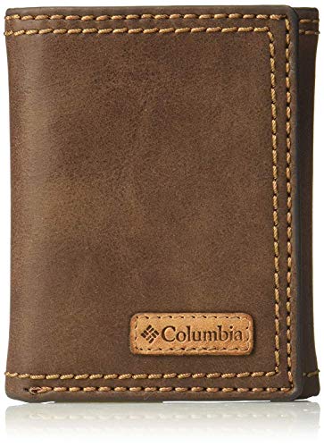 Columbia Men's RFID Genuine Leather Trifold Wallet With ID Window, Credit Card Pockets