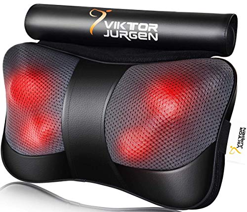 VIKTOR JURGEN Christmas Back Massager Gifts, Shiatsu Kneading Massager for Neck and Shoulder, Massage Pillow with Heat Relaxation Gifts for Women/Men/Dad/Mom//Mothers Day/Fathers Day/Valentine's Day