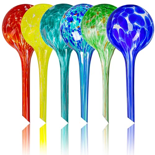 Mission Gallery Plant Watering Globes Set of 6 - Small Self Watering Globes for Indoor & Outdoor Plants - Multicolored, Automatic, Glass Watering Bulbs for Everyday Use