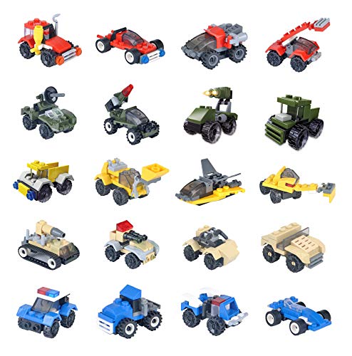 BRICHBROW Buildable Vehicles Mini Building Blocks 20 Sets, Building Car Toys for Party Supplies,Birthday Favors, Kids Prizes, Goodie Bags