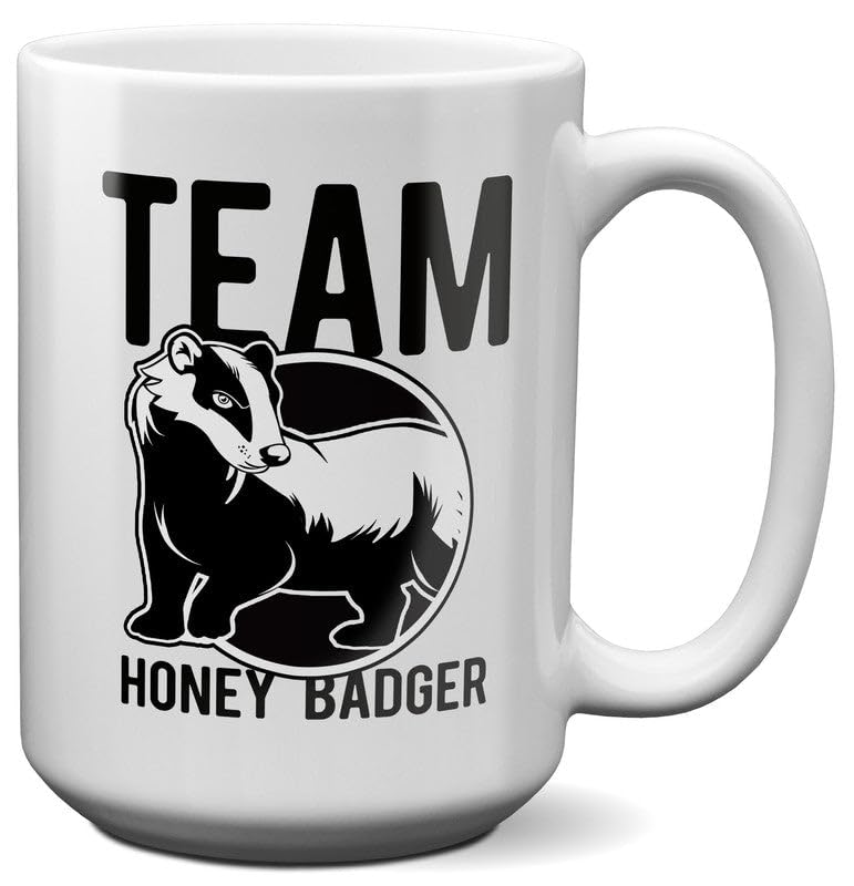 22Feels Large Funny Team Honey Badger Mug Ratel Marten Animal Graphic Coffee Cup Cocoa (15oz)