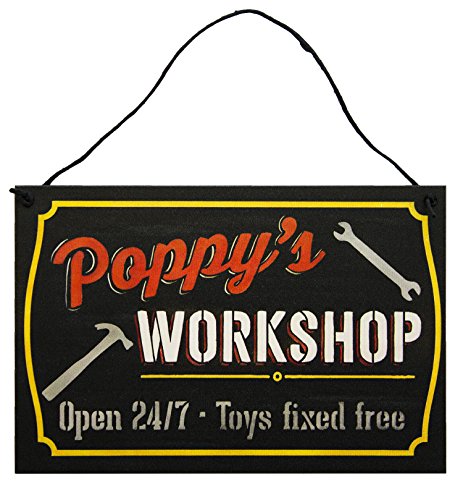 Grandfather's Workshop Sign by StudioR12 | 7.5' x 5'| for The Grandad who has everything | Best Grandpa Gift from his Grandson or Granddaughter | Select Grandfather Title (Poppy's Workshop)