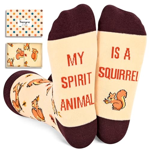 HAPPYPOP Funny Squirrel Gifts for Squirrel Lovers Squirrel Socks, Fun Gifts for Her Him Mom Dad Stocking Stuffers