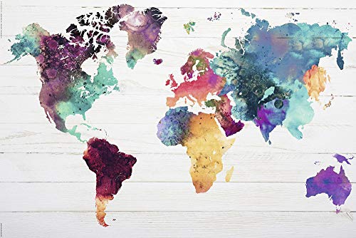 World map Poster The World in Watercolours (36'x24')