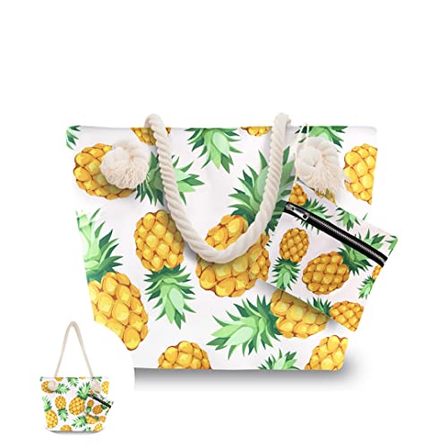 Rave Envy Pineapple Summer Beach Tote Bags, Pineapple Gifts for Women - Large Pineapple