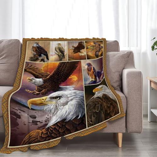 Bald Eagle Blanket Eagle Gifts for Girls Boys Bald Eagle Throw Blanket for Winter Couch Sofa Bed Soft Warm Flannel Fleece for Kids Adults 40'x50'