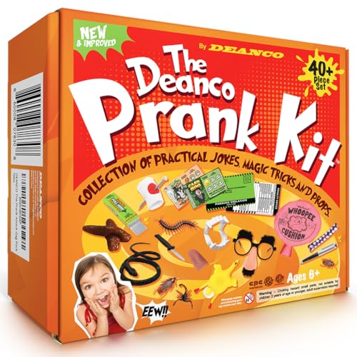 DEANCO Prank Kit-Joke Box-Ultimate Gift Set-Practical Jokes-Party Favors -30 pcs - Pranks for Kids Age 10-12 - April Fools Jokes