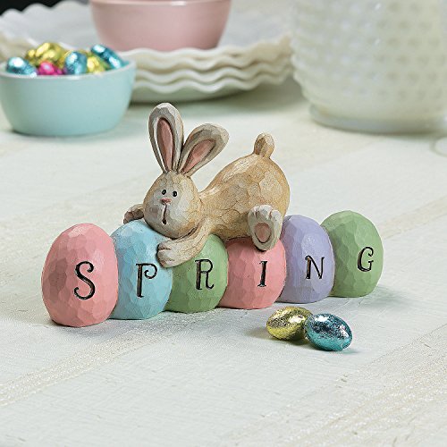 Fun Express Spring Bunny Tabletopper Easter Decorations - hand painted - Farmhouse Home Decor
