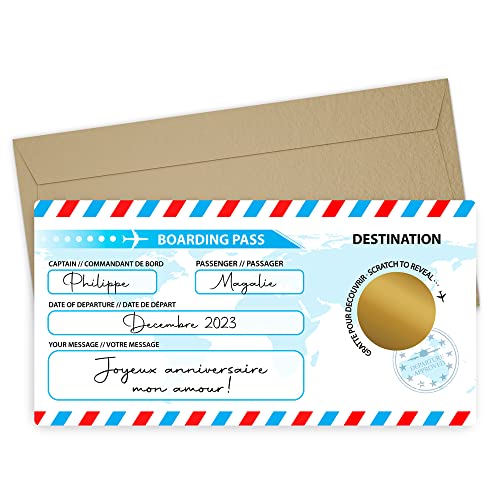Personalised Scratch Off Fake Airplane Ticket - 6 Cards