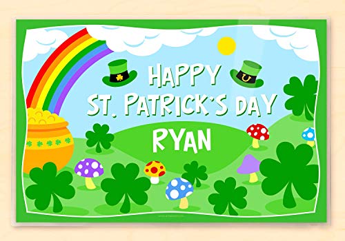 Saint Patricks Day Personalized Placemat for Kids, 18 Inches x 12 Inches, Laminated, by Art Appeel