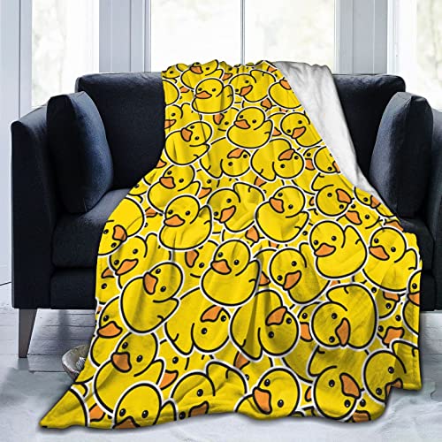 Perinsto Cute Rubber Duck Throw Blanket Ultra Soft Warm All Season Yellow Cartoon Ducks Decorative Fleece Blankets for Bed Chair Car Sofa Couch Bedroom 50'X40'