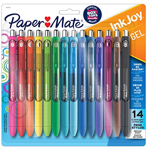 Paper Mate InkJoy Gel Pens, Medium Point, Assorted Colors, Set of 14