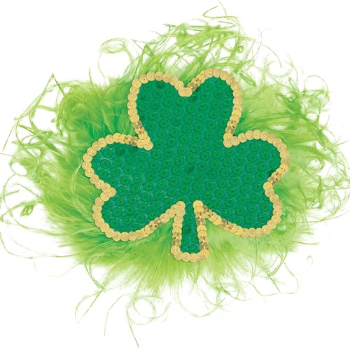 Giant Green & Gold Metallic Sequin Shamrock Hair Clip (4'x4') - 1 Pc. - Gorgeously Eye-Catching, Perfect Accessory for St. Patrick's Day, Fun & Festive