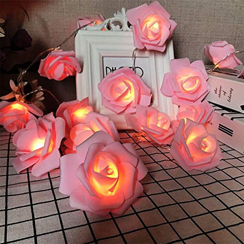 Gee Hut Pink LED Rose Flower String Lights, 14.7 ft Flower Fairy String Light 30 LED Garland Lights for Romantic Mother's Day Decoration Holiday Party Wedding, Valentine's, Birthday, Christmas