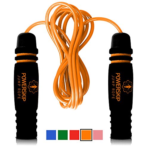 Epitomie PowerSkip Jump Rope with Memory Foam Handles and Weighted Speed Cable - Solar Orange