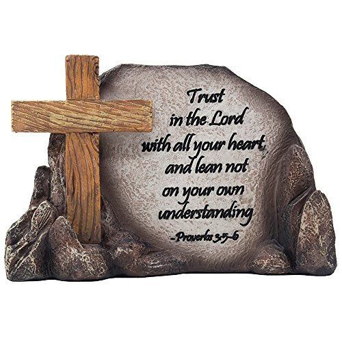 LiaoYSS Decorative Holy Cross Desktop Plaque Figurine for Religious and Christian Rustic Decor As Spiritual Decorations with Faith in God Bible Verse As Inspirational Easter