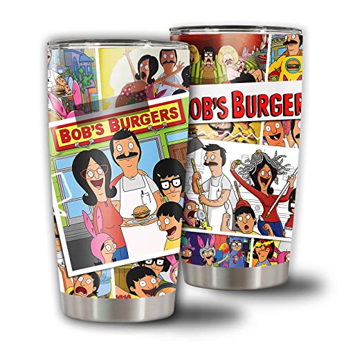 Insulated Stainless Steel Tumbler Bobs Coffee Burgers Tea Vacuum Mug Travel Cup Bottle With Lid Family Friend 20 Oz Tumblers Gifts For Father's Mother's Day Birthday Christmas Holidays
