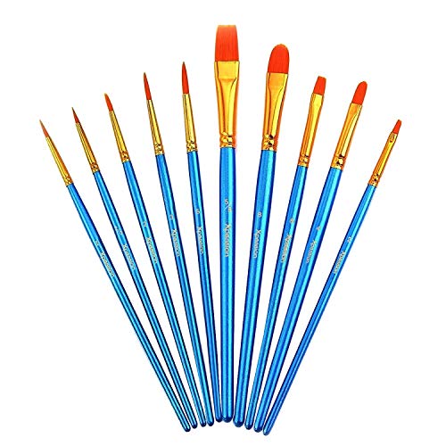 Paint Brush Set Acrylic Xpassion 10pcs Professional Paint Brushes Artist for Watercolor Oil Acrylic Painting