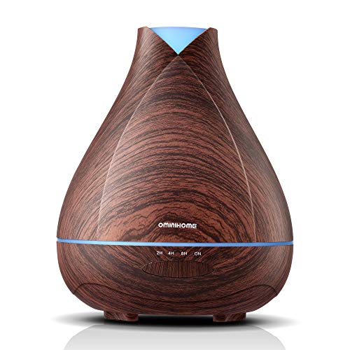 Aromatherapy Essential Oil Diffuser 530ml Cool Mist Ultrasonic Fragrance Scent Humidifier Wood Grain 18 Hours Aroma Room Diffuser with 7 Color Quiet Auto Shut Off for Home/Office