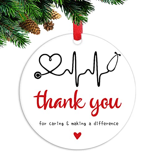Thank You for Caring and Making Different - Doctor Vet Nurse Thank You Gift - NHS Key Workers - Scrub Life Nurse Team Ward Appreciation 2024 Christmas Ornament